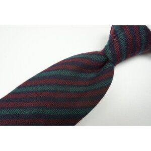 Cesare Attolini Emerald Green Merlot Red Striped 100% Cashmere Tie BRAND NEW